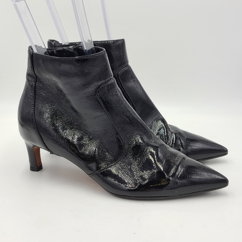 Aquatalia Marilisa Pattent Leather 2.5" Heeled Ankle Bootie Womens 10 (black)